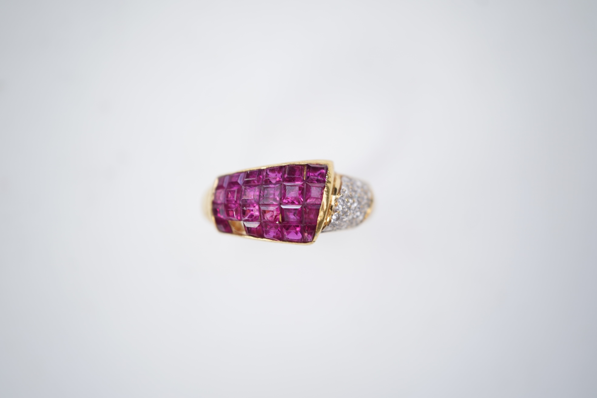 A ruby and diamond ring